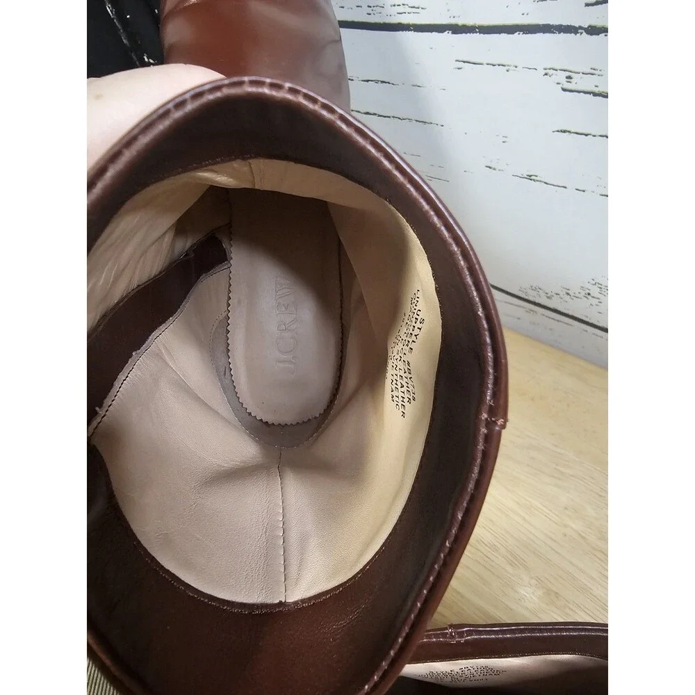 J.Crew BV738 Square Toe Ankle Boots Women 8 Brown Spazzolato Leather Zip